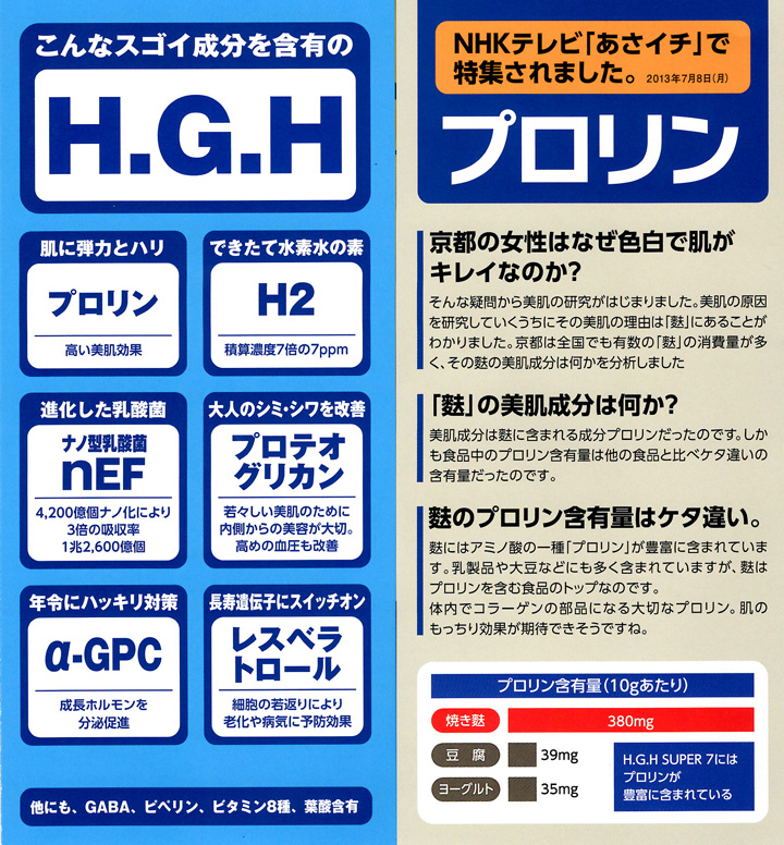 ーカー 限定クーポン有 新発売 H.G.H SUPER7 1箱12g×31袋 HGHαのリニューアル版 サプリメント HAKUJU クリア肌